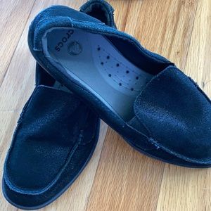 Crocs Shimmer Walu Size 10 Black Moccasin Loafer